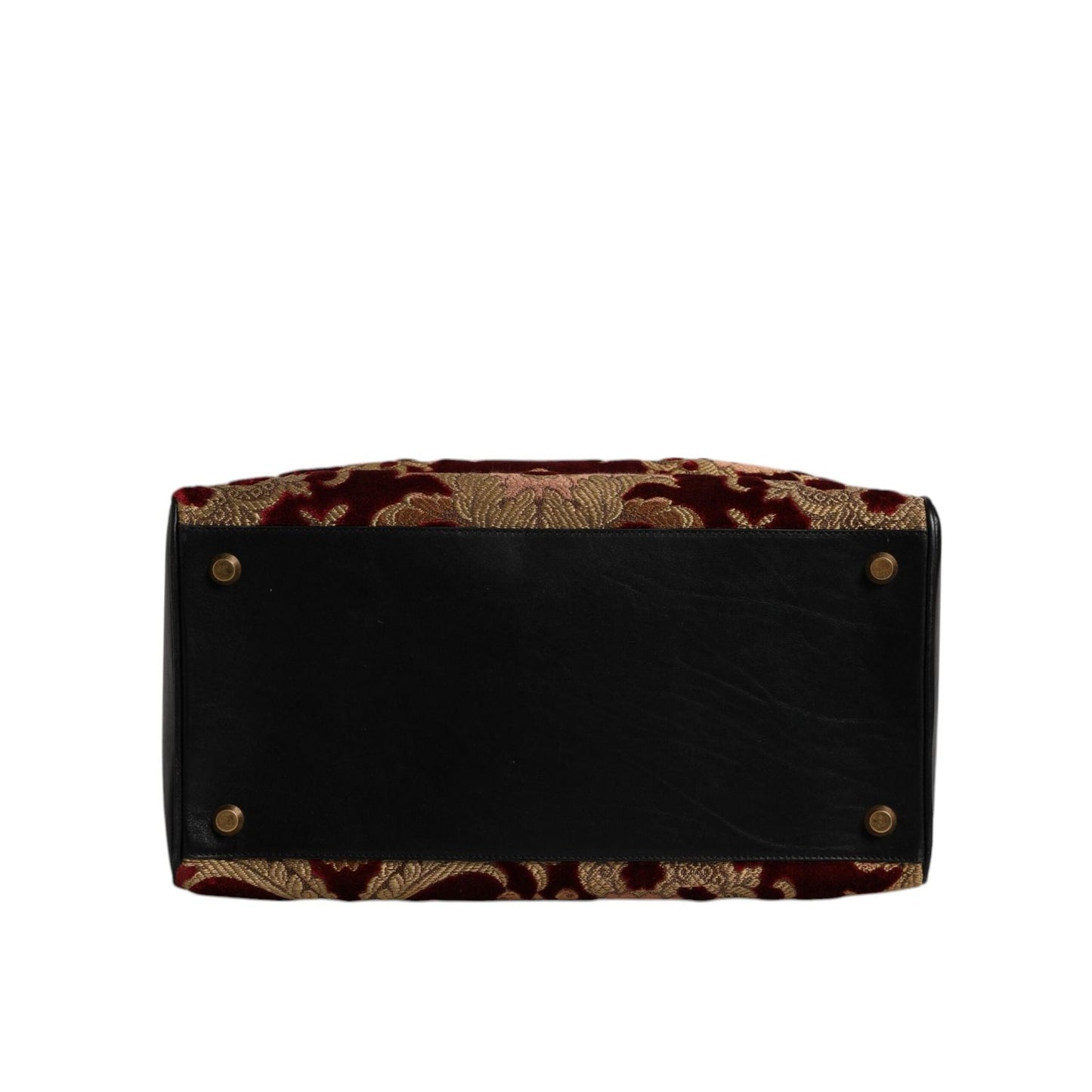 Dolce & Gabbana Multicolor Leather Brocade Velvet Travel Duffle Tote Bag BAG4369