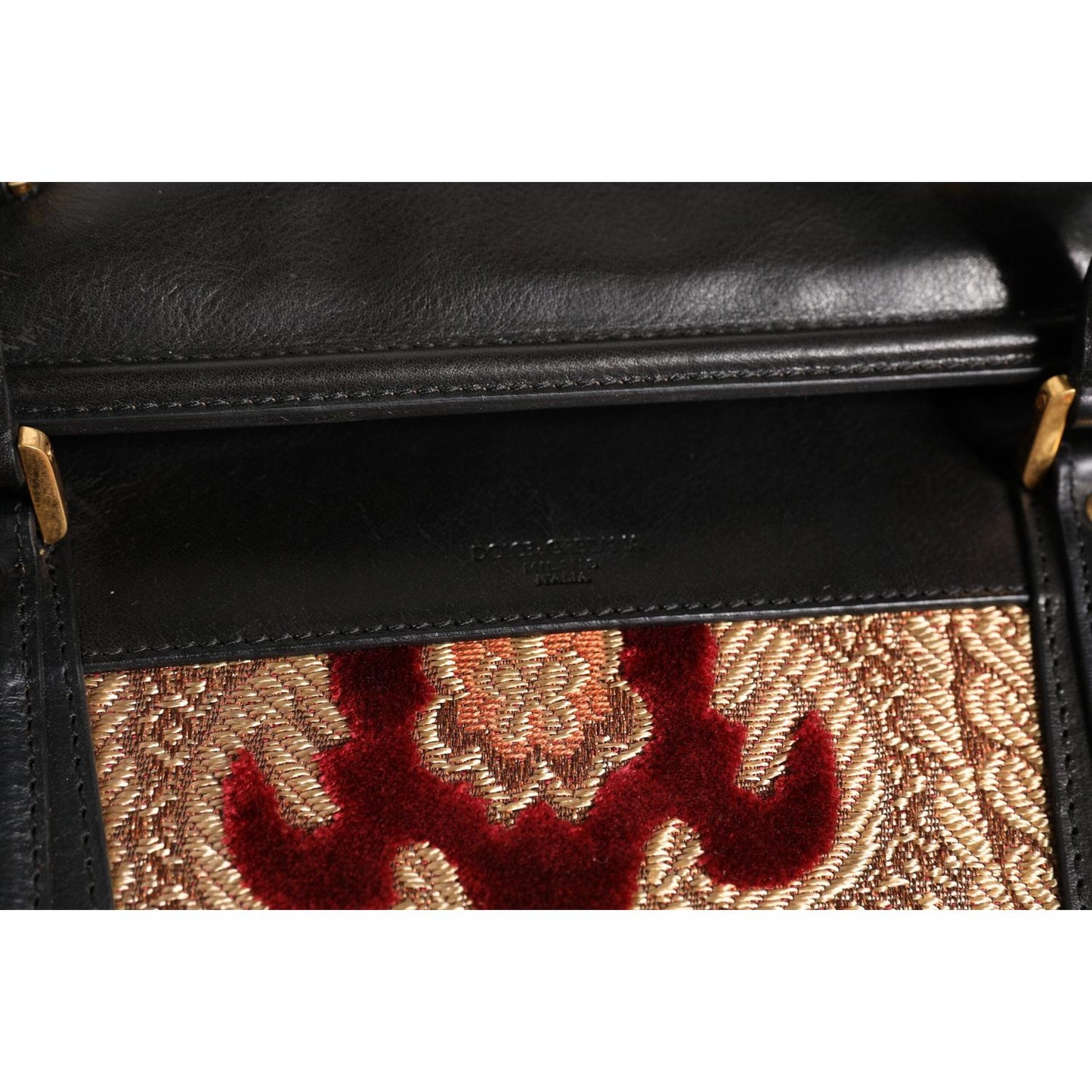 Dolce & Gabbana Multicolor Leather Brocade Velvet Travel Duffle Tote Bag BAG4369
