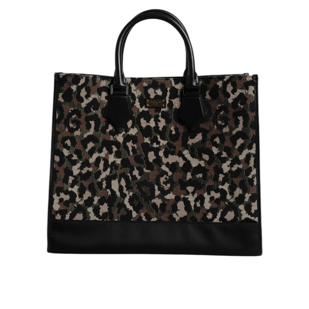 Dolce & Gabbana Multicolor Leopard Shopping Tote Shoulder Bag BAG4370