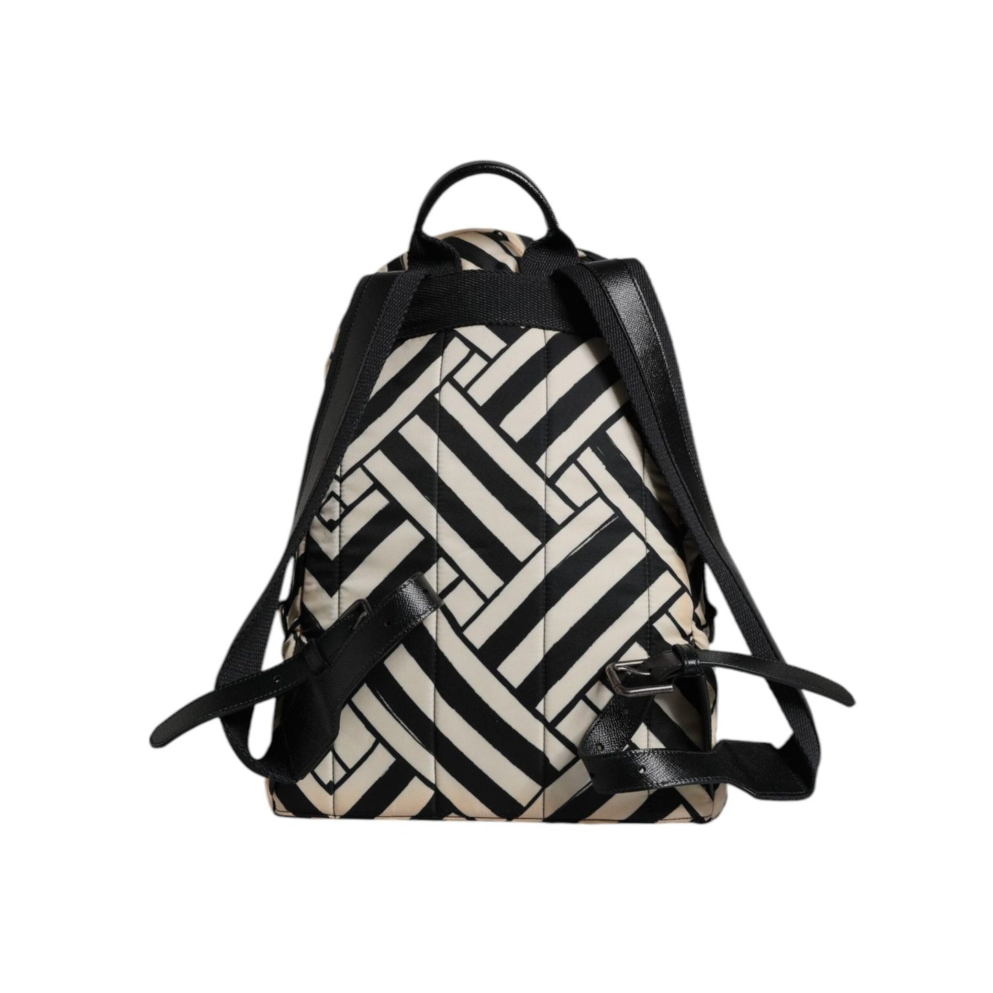 Dolce & Gabbana Black White Nylon Leather Travel Back Pack Bag BAG4374