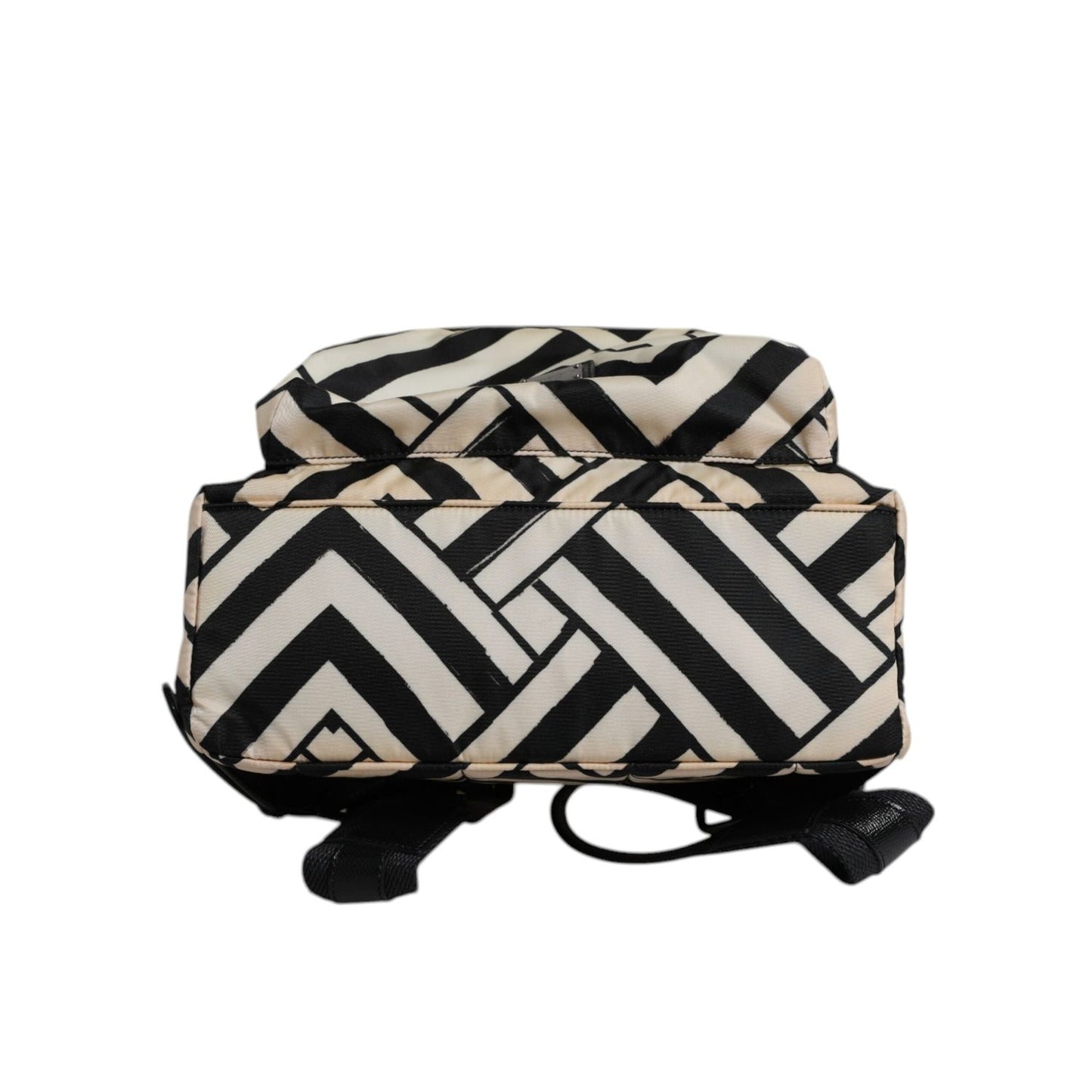 Dolce & Gabbana Black White Nylon Leather Travel Back Pack Bag BAG4374