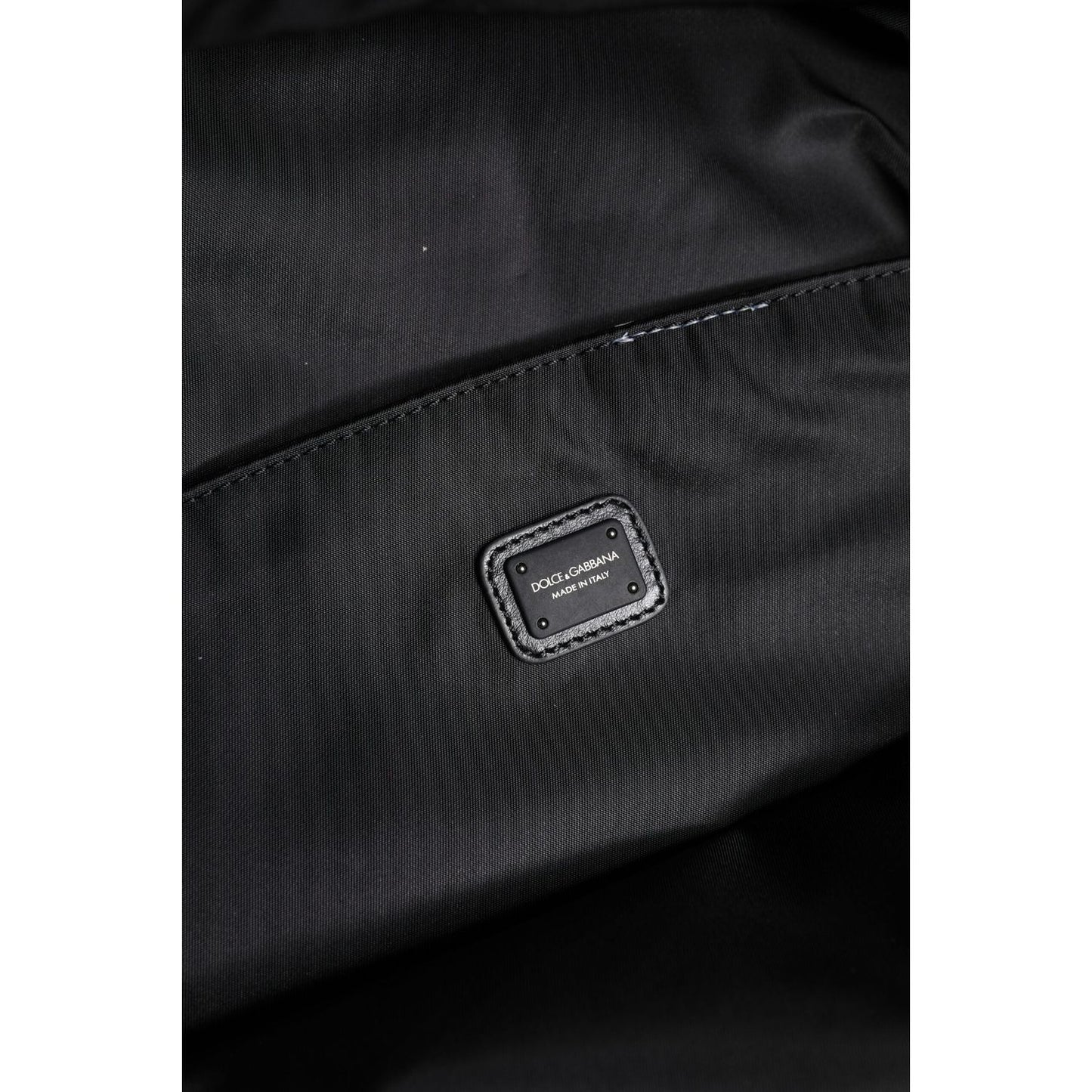 Dolce & Gabbana Black Logo Tape Polyamide School Travel Backpack Bag