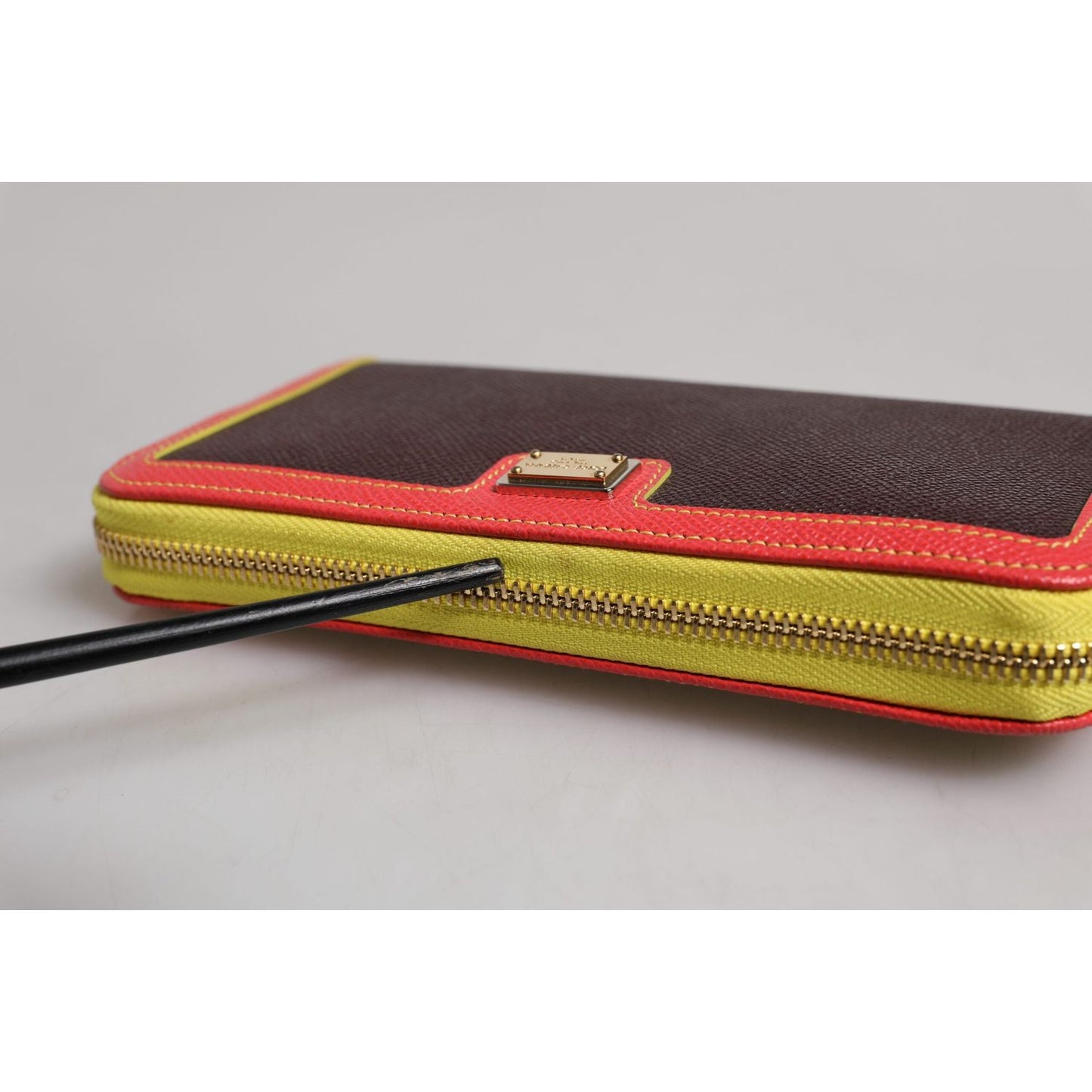 Dolce & Gabbana Brown Textured Leather Zip Around Continental Wallet