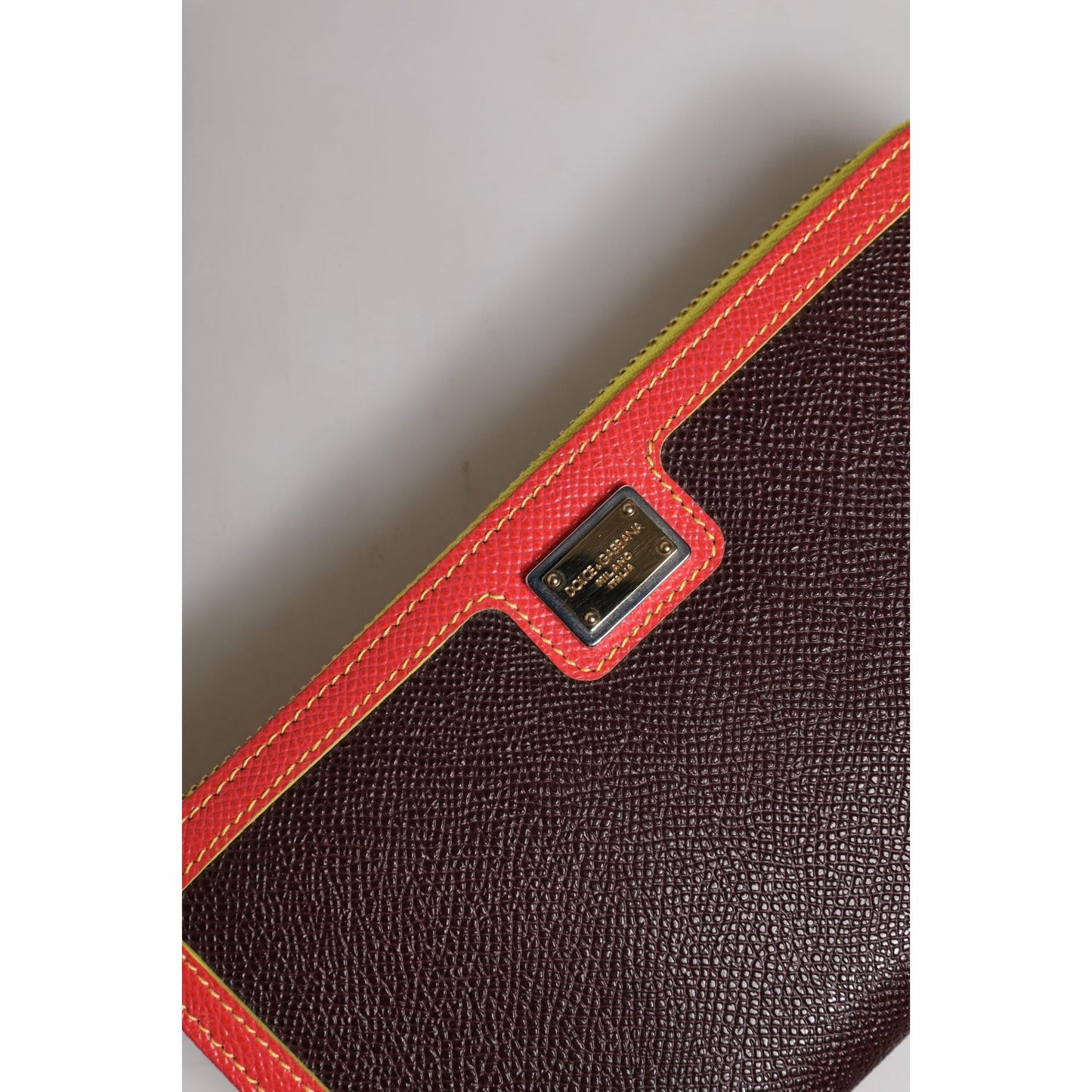 Dolce & Gabbana Brown Textured Leather Zip Around Continental Wallet