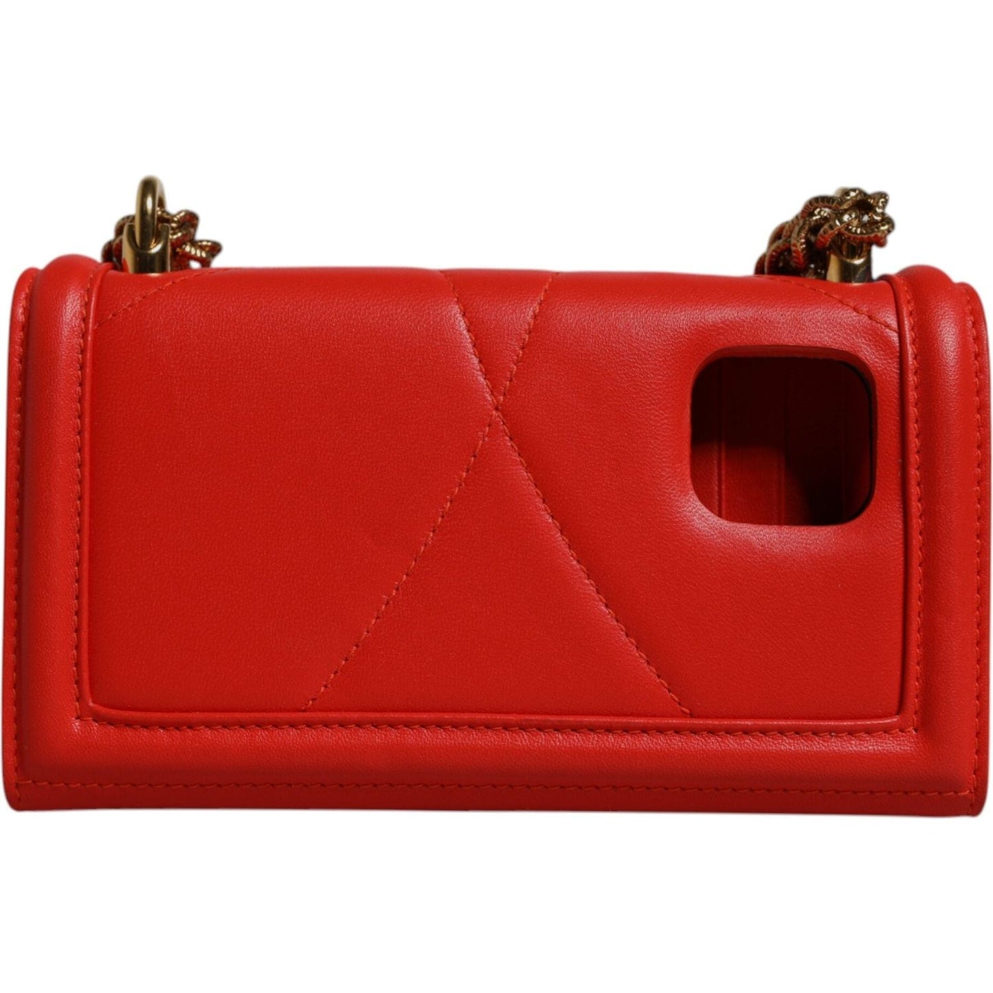 Dolce & Gabbana Red Quilted Devotion Crossbody Chain Phone Cover Bag BAG4267