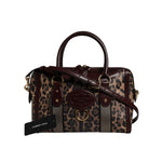 Dolce & Gabbana Brown Leopard Leather Shoulder Strap Duffle Bag BAG4321