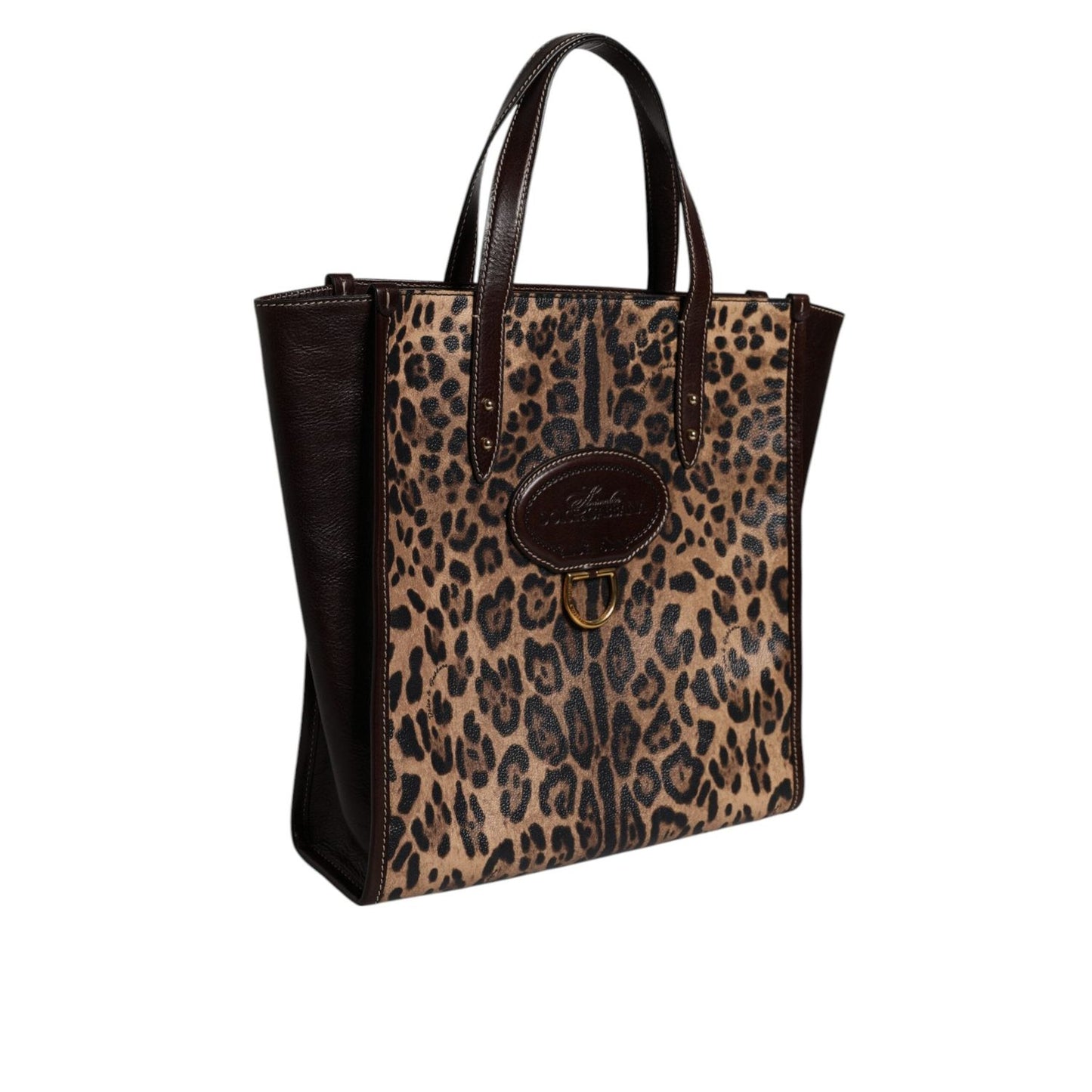 Dolce & Gabbana Brown Leopard Leather Shoulder Strap Tote Bag BAG4328