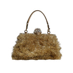 Dolce & Gabbana Gold Vanda Chain Strap Tinsel Crystal Evening Clutch Bag