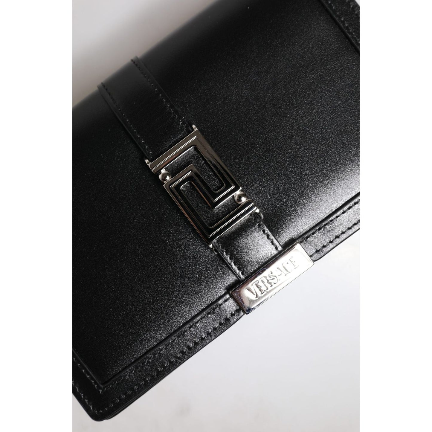 Versace Black Calfskin Leather Chain Strap Shoulder Crossbody Bag BAG4391