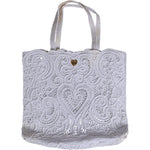 Dolce & Gabbana White Cordonetto Lace Beatrice Tote Shopping Bag BAG4397