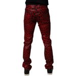 Dolce & Gabbana Red Leopard Cotton Slim Fit Denim Jeans PAN75154-48