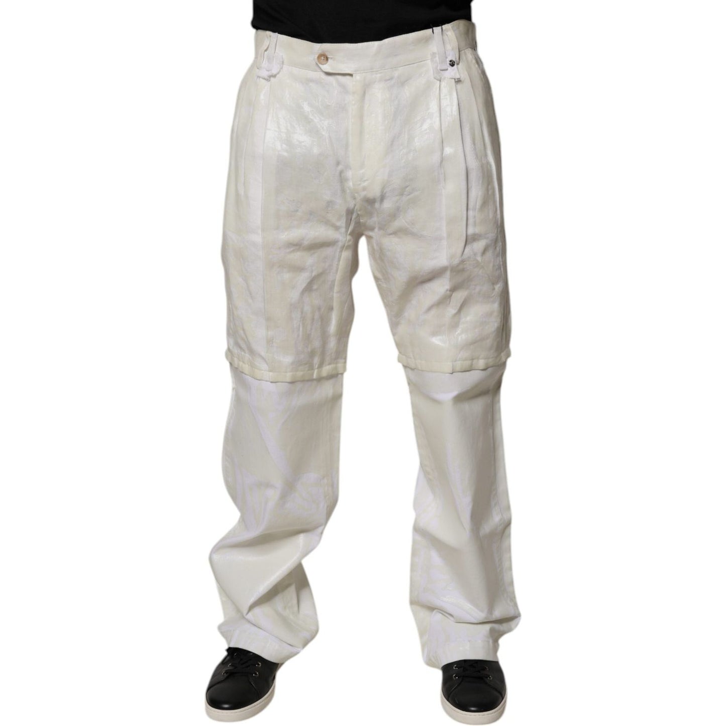 Dolce & Gabbana White Linen Mid Waist Straight Men Denim Jeans PAN75184-48