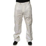 Dolce & Gabbana White Linen Mid Waist Straight Men Denim Jeans PAN75184-48