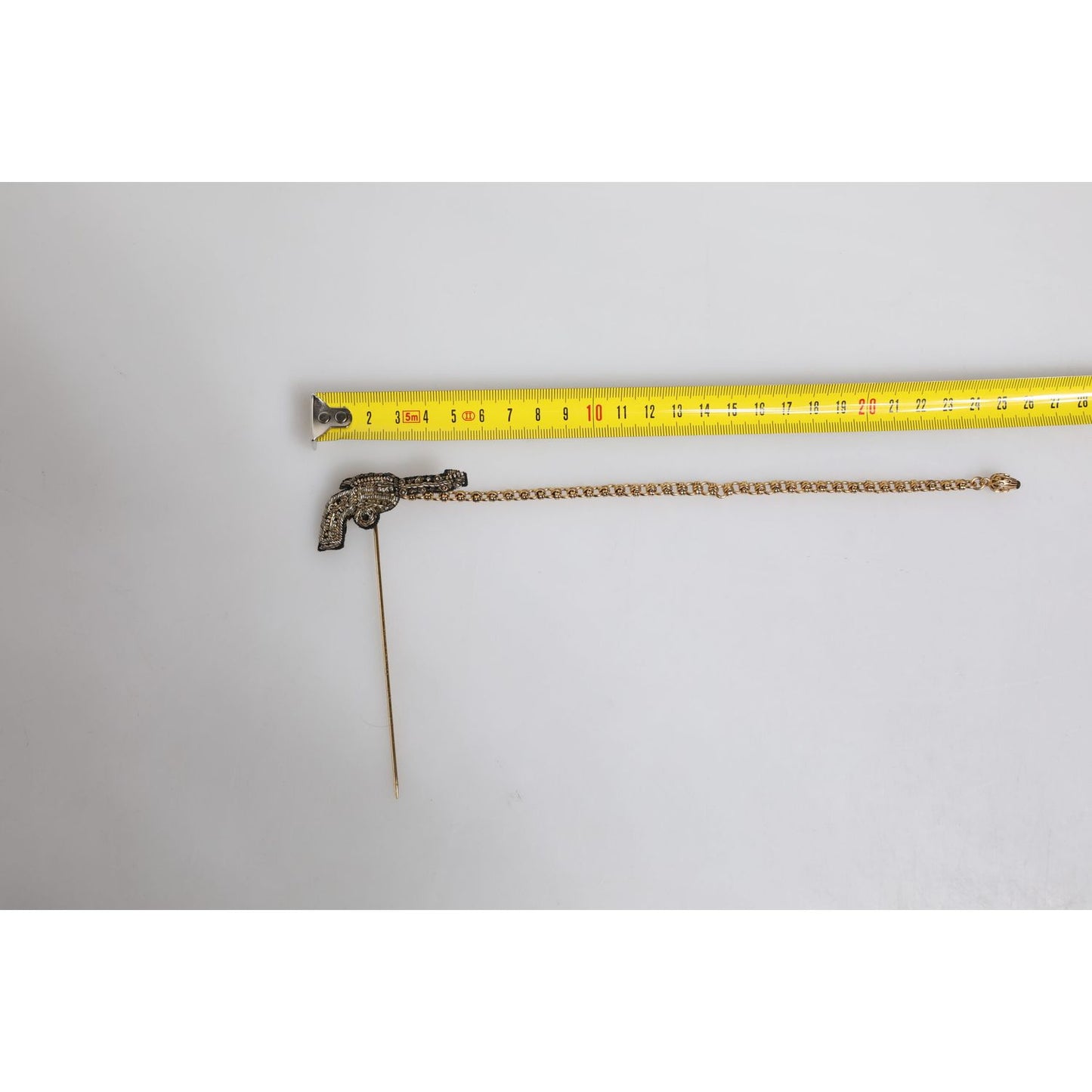 Dolce & Gabbana Black Gold Brass Copper Revolver Brooch Lapel Pin