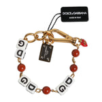 Dolce & Gabbana Multicolor Gold Tone Brass Chain DG Logo Dice Bracelet SMY10685