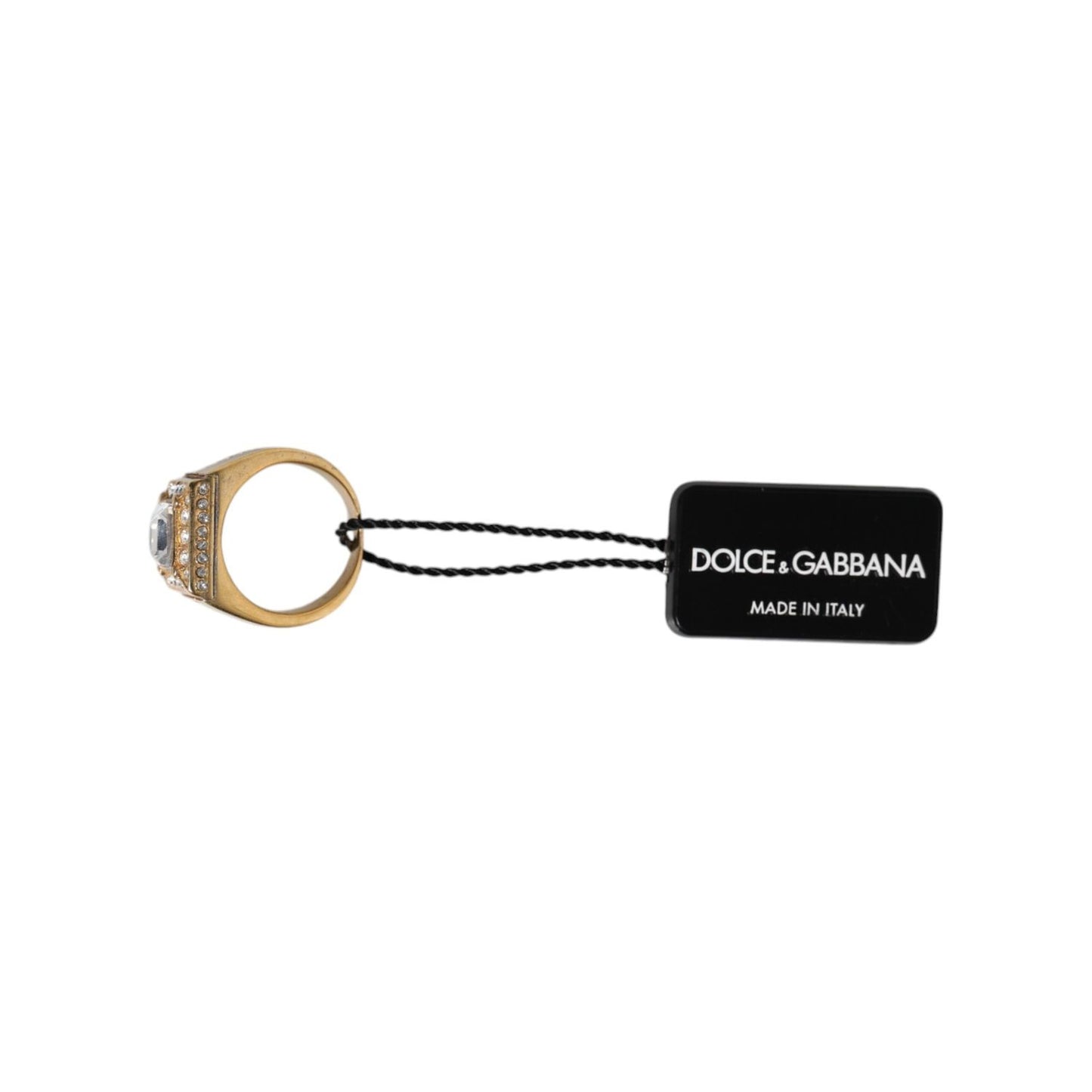 Dolce & Gabbana Gold Tone Sterling Silver 925 Crystals Ring SMY10528-58