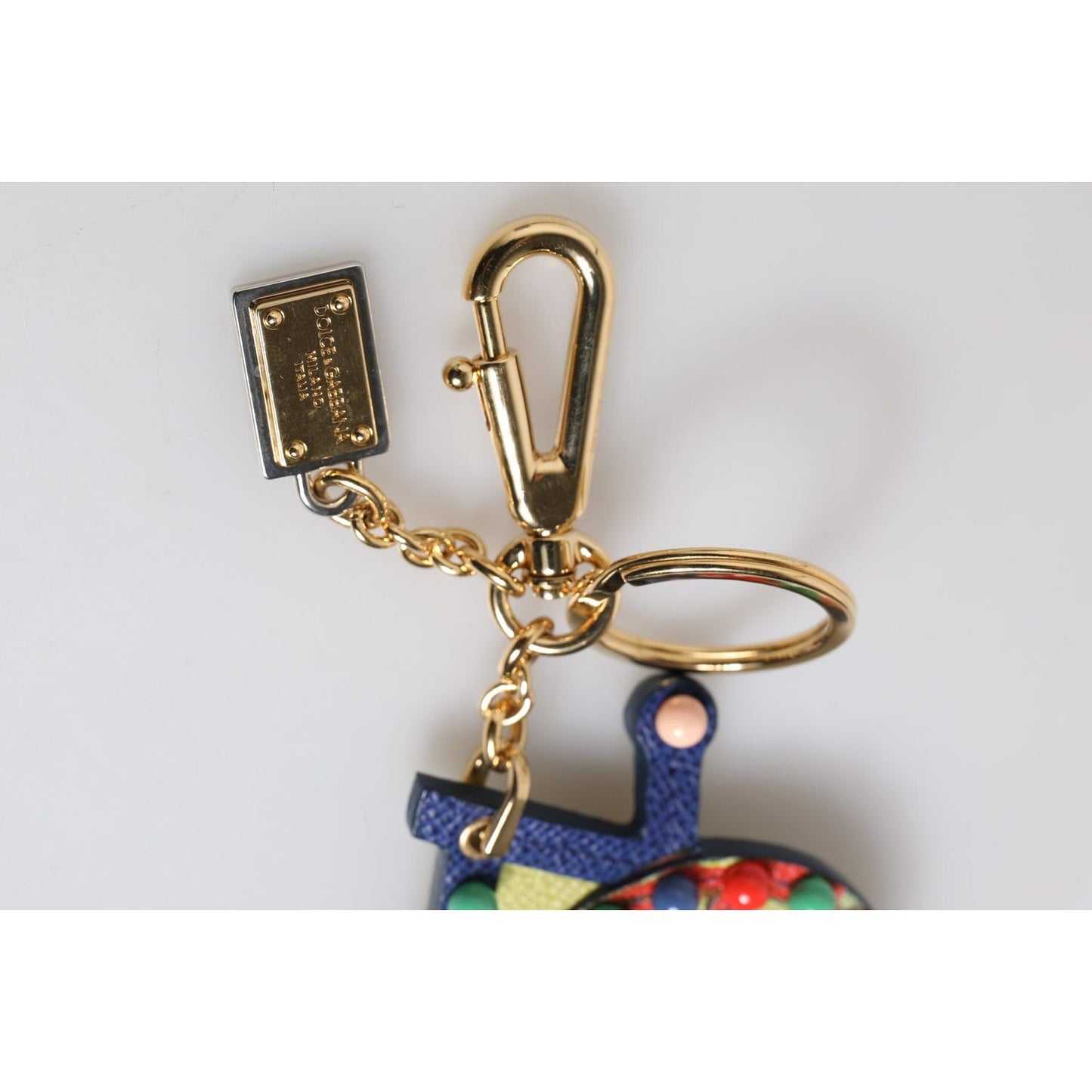 Dolce & Gabbana Multicolor Gold Tone Carretto Keychain Keyring SMY10690#