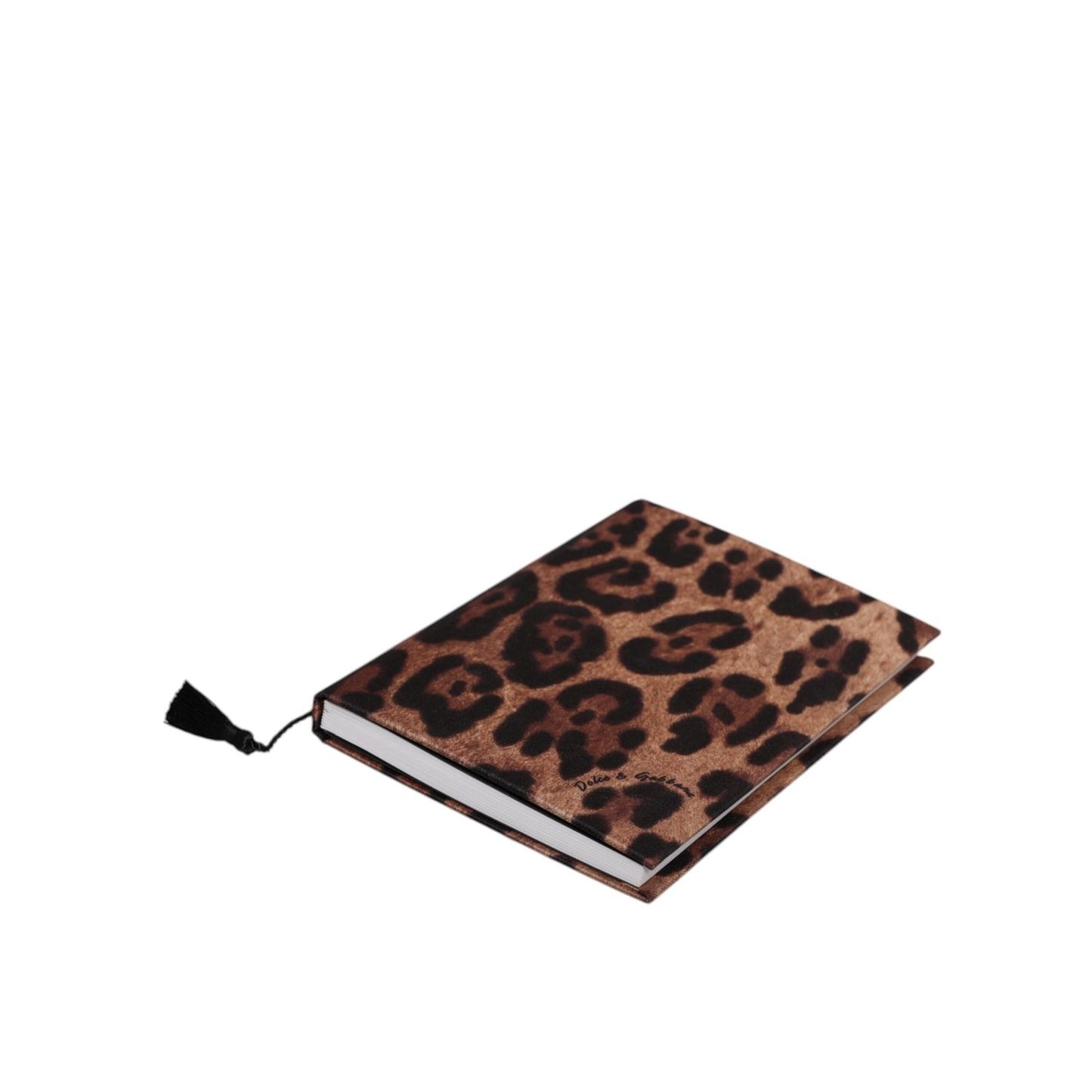 Dolce & Gabbana Brown Black Polyester Leopard Logo Print Small Notebook SMY10588