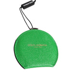 Dolce & Gabbana Green Calfskin Leather Round Logo Hand Mirror Holder SMY10591