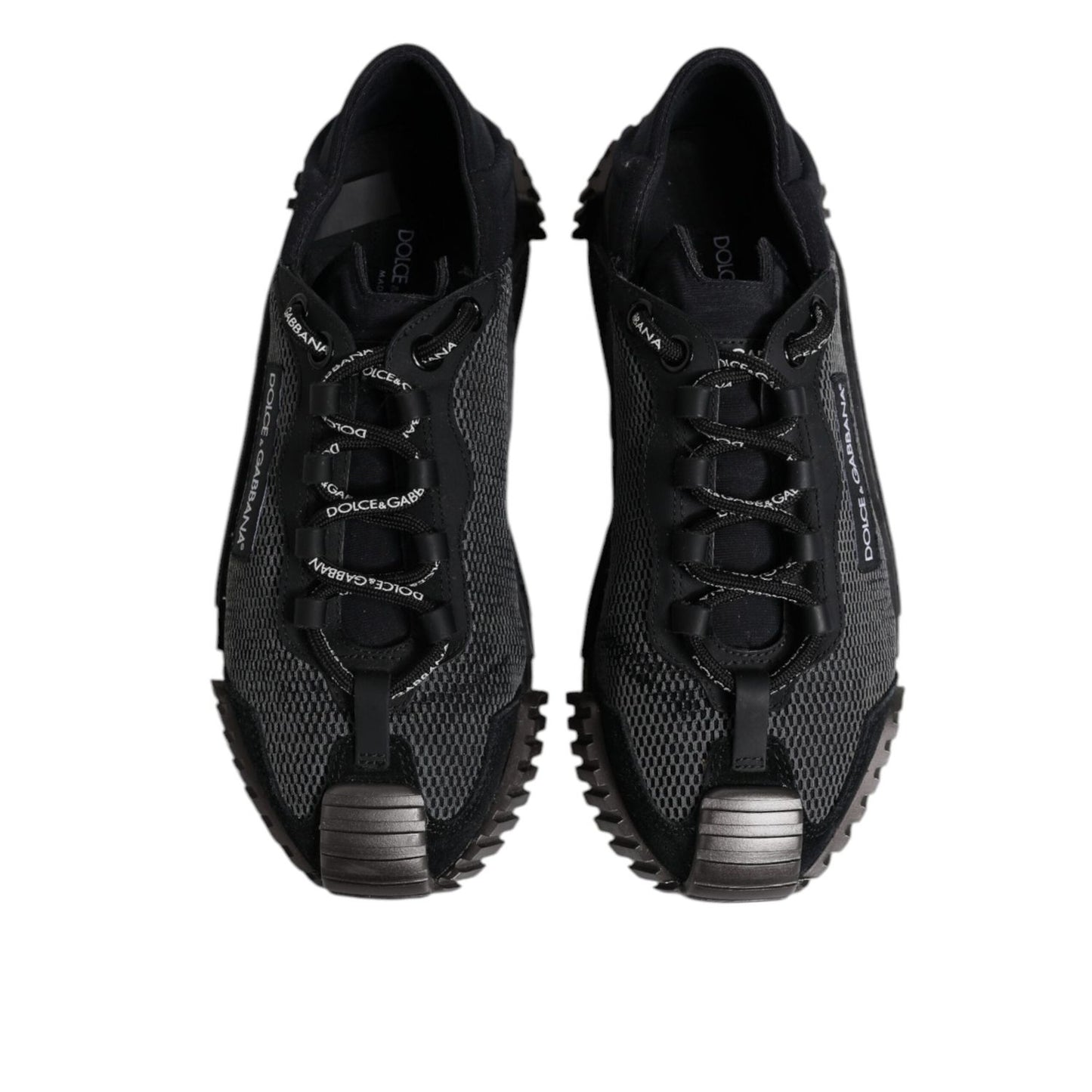 Dolce & Gabbana Black Silver Logo Low Top Men Sneakers Shoes MV7233-41
