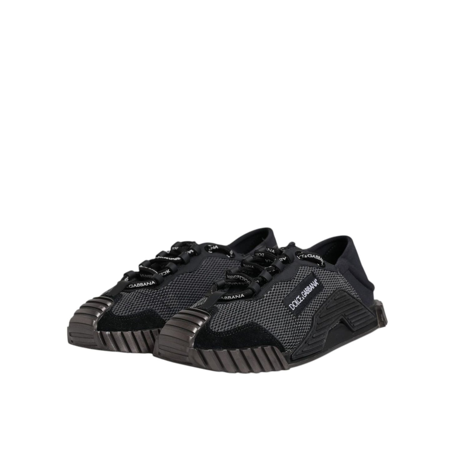 Dolce & Gabbana Black Silver Logo Low Top Men Sneakers Shoes MV7233-41