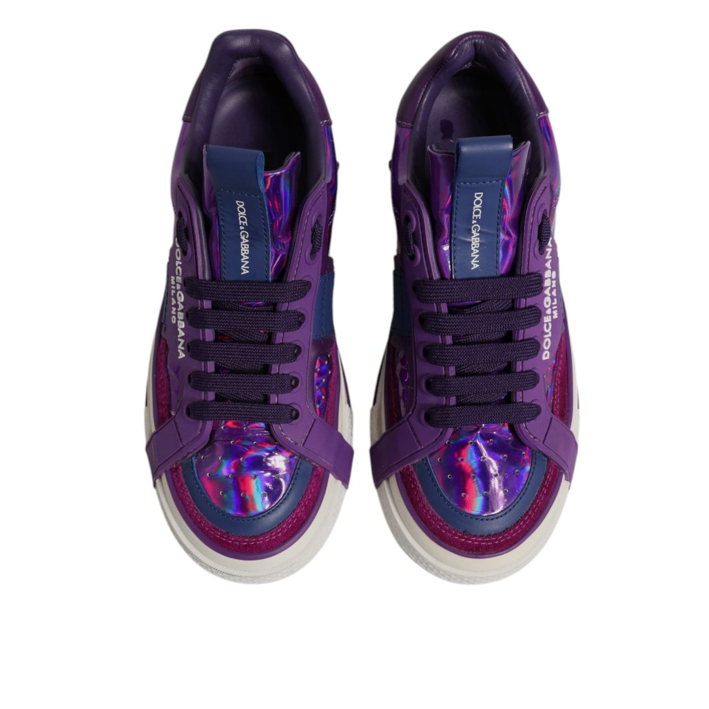 Dolce & Gabbana Purple Leather DG Logo Low Top Sneakers Shoes LA12539-36.5