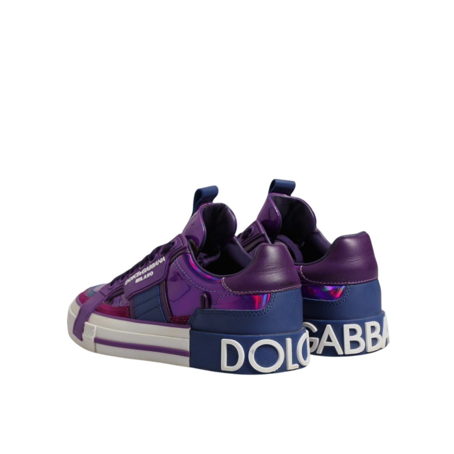 Dolce & Gabbana Purple Leather DG Logo Low Top Sneakers Shoes LA12539-36.5