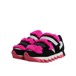 Dolce & Gabbana Black Pink Fur Embellished Sneakers Shoes LA12553-35.5