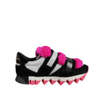 Dolce & Gabbana Black Pink Fur Embellished Sneakers Shoes LA12553-35.5