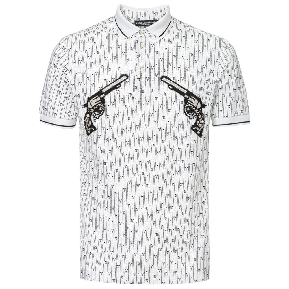 Dolce & Gabbana White Cotton Polo Shirt DO-5673666-IT46 | S