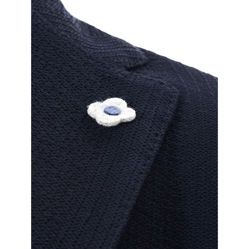 Lardini Blue Cotton Blazer LA-1195673-IT56 | 3XL