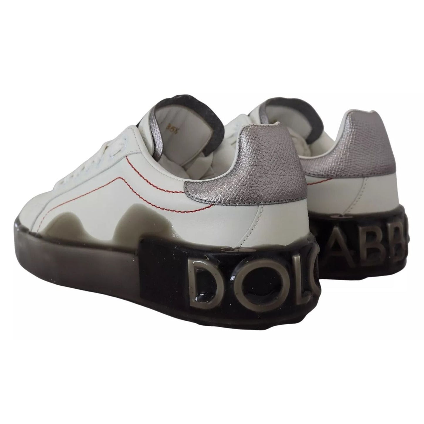 Dolce & Gabbana White Leather Portofino Sneakers Shoes LA10091#1-35.5