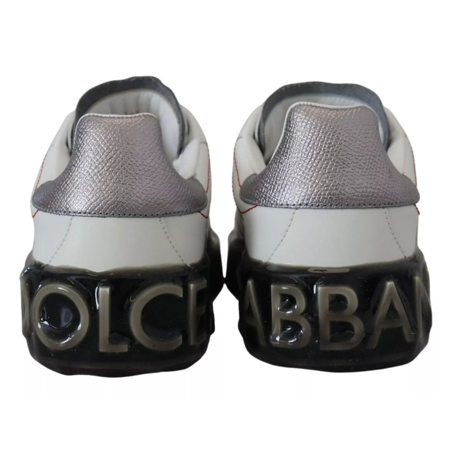 Dolce & Gabbana White Leather Portofino Sneakers Shoes LA10091#1-35.5