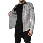 Dolce & Gabbana Metallic Gray Cotton Button Down Shirt TSH878489-41
