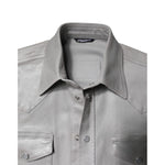 Dolce & Gabbana Metallic Gray Cotton Button Down Shirt TSH878490-42
