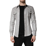 Dolce & Gabbana Metallic Gray Cotton Button Down Shirt TSH878492-43