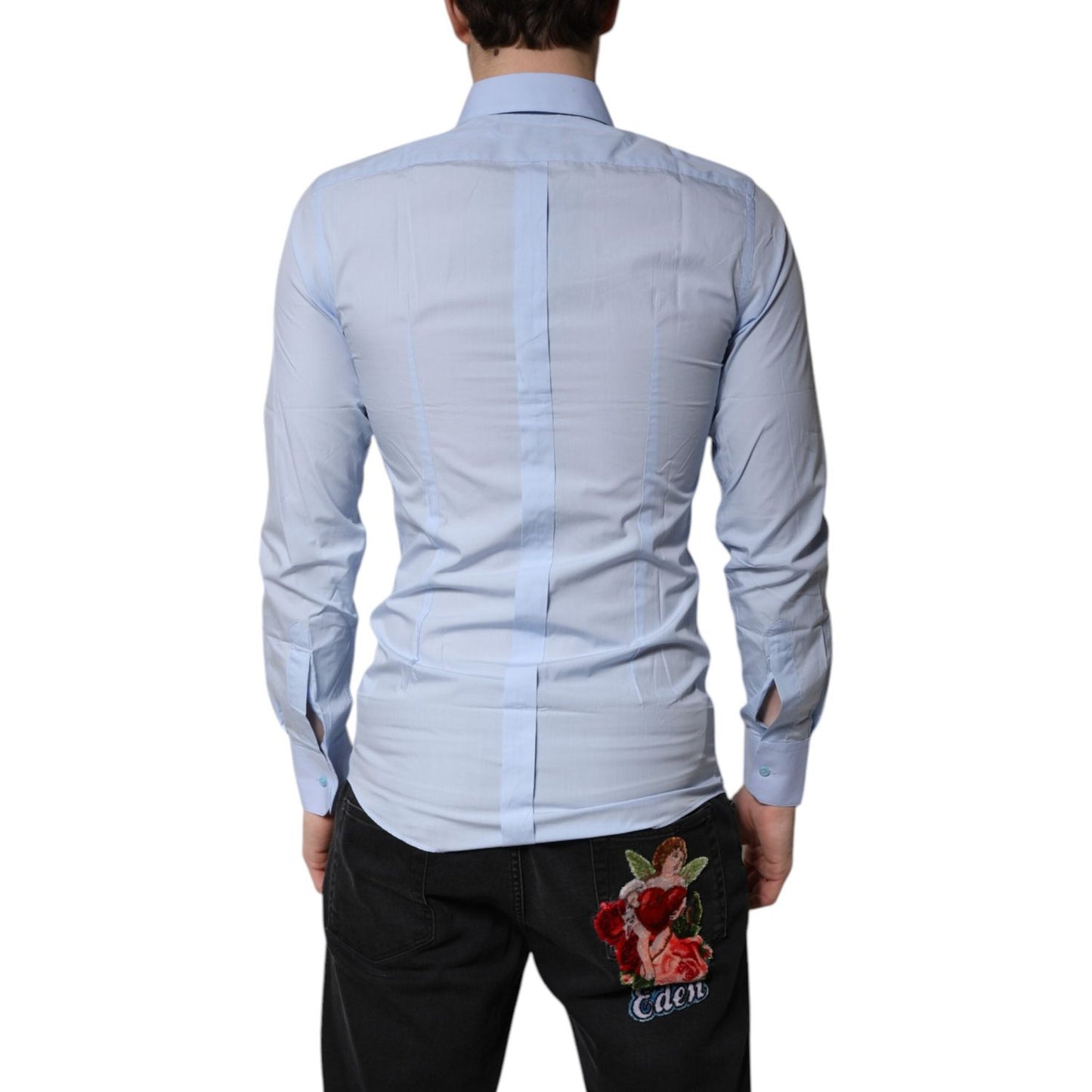 Dolce & Gabbana Light Blue Cotton GOLD Dress Formal Shirt TSH878532-38