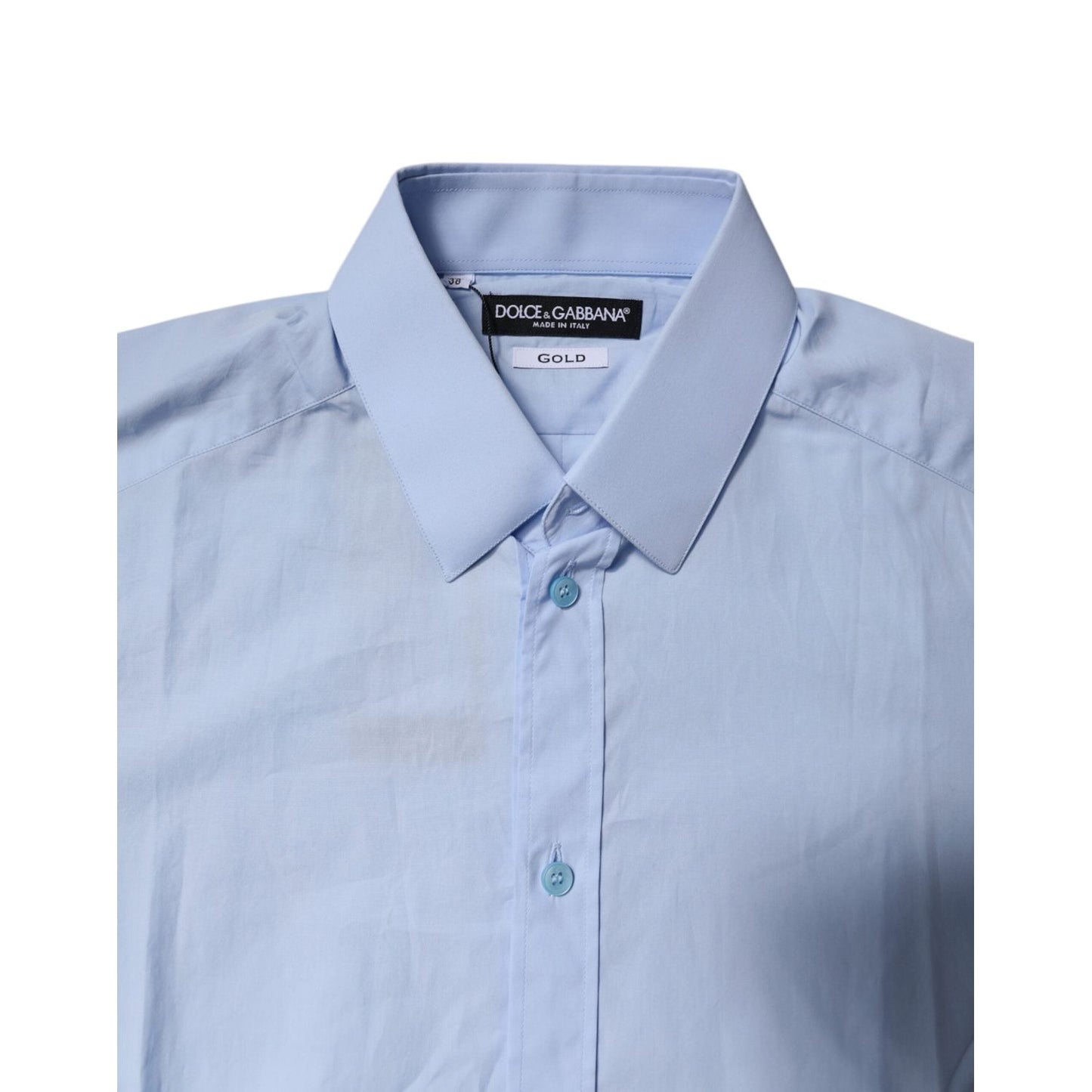 Dolce & Gabbana Light Blue Cotton GOLD Dress Formal Shirt TSH878532-38