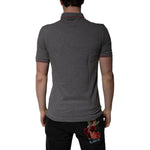 Dolce & Gabbana Gray Cotton Crown Collared Polo T-shirt TSH84557-44