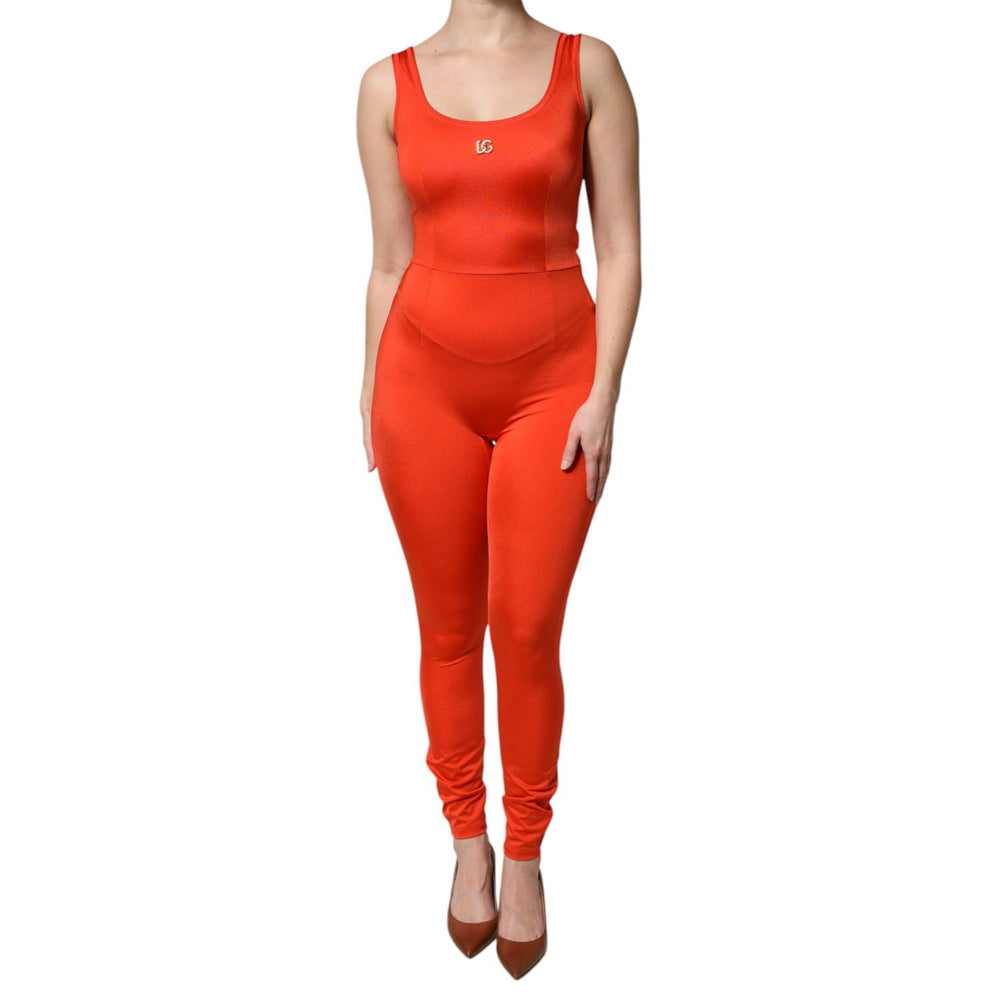 Dolce & Gabbana Orange Sleeveless Bodycon Jumpsuit Dress DR81684-38