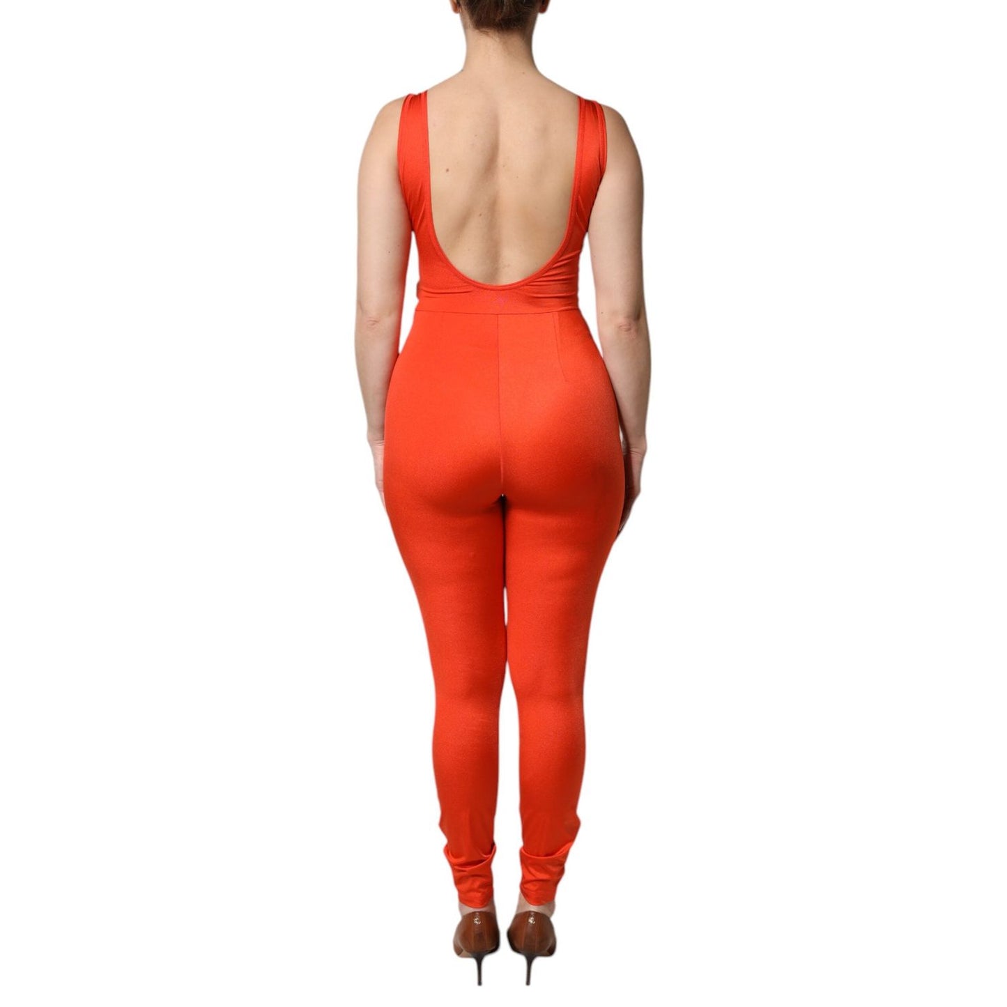 Dolce & Gabbana Orange Sleeveless Bodycon Jumpsuit Dress DR81684-38