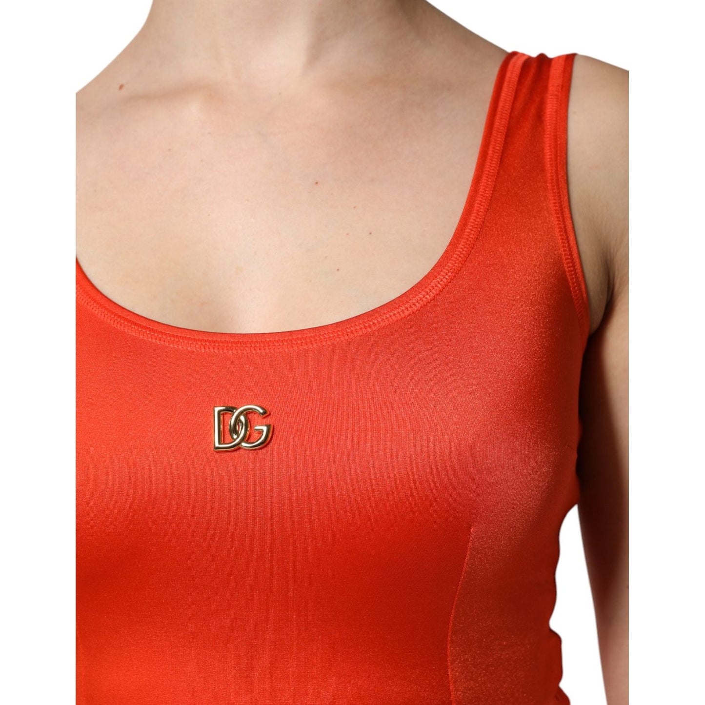 Dolce & Gabbana Orange Sleeveless Bodycon Jumpsuit Dress DR81684-38