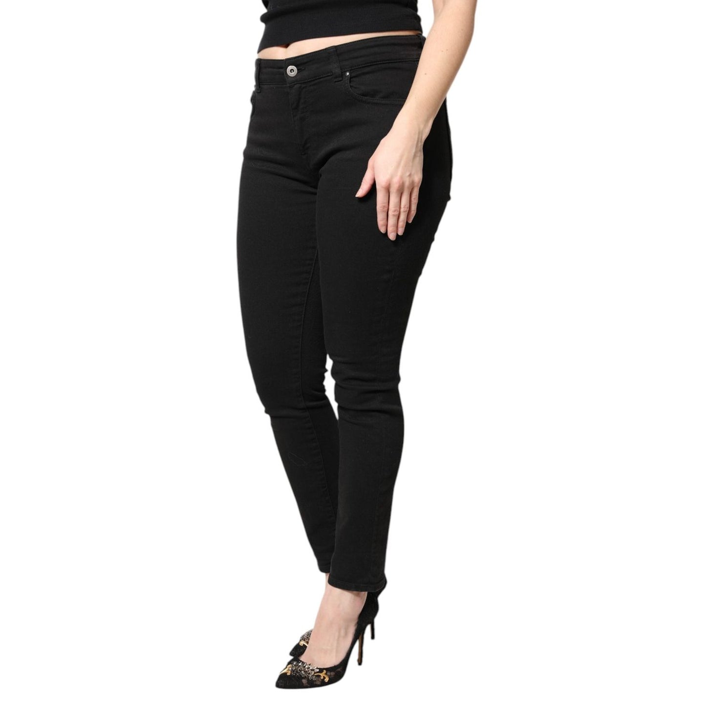 Dolce & Gabbana Black Cotton Mid Waisted Skinny Denim Jeans PAN75953-44