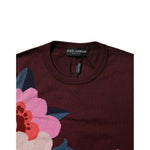 Dolce & Gabbana Maroon Floral Silk Crew Neck Blouse Top TSH87133-44