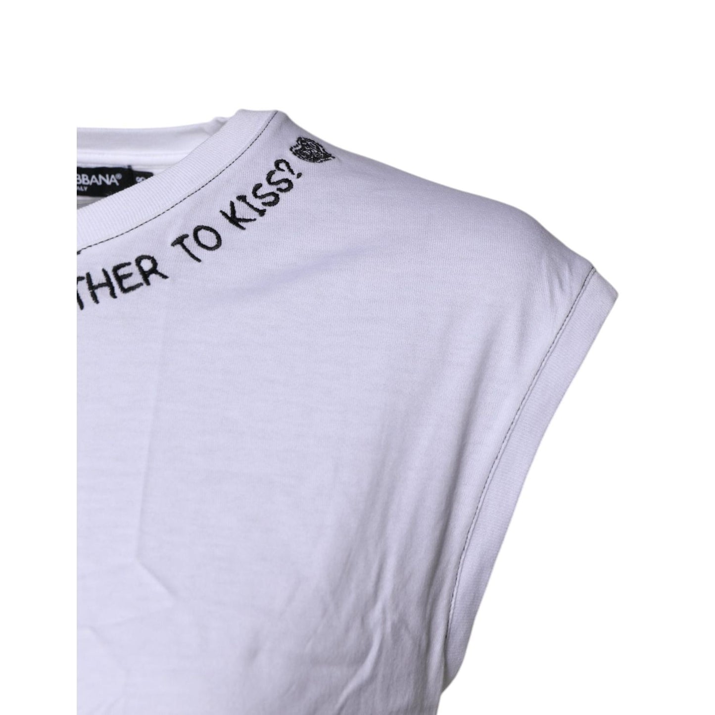 Dolce & Gabbana White Cotton Sleeveless Printed Tank T-shirt TSH87184-38