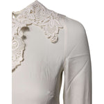 Dolce & Gabbana Cream Floral Lace Long Sleeves Blouse Top TSH87236-38