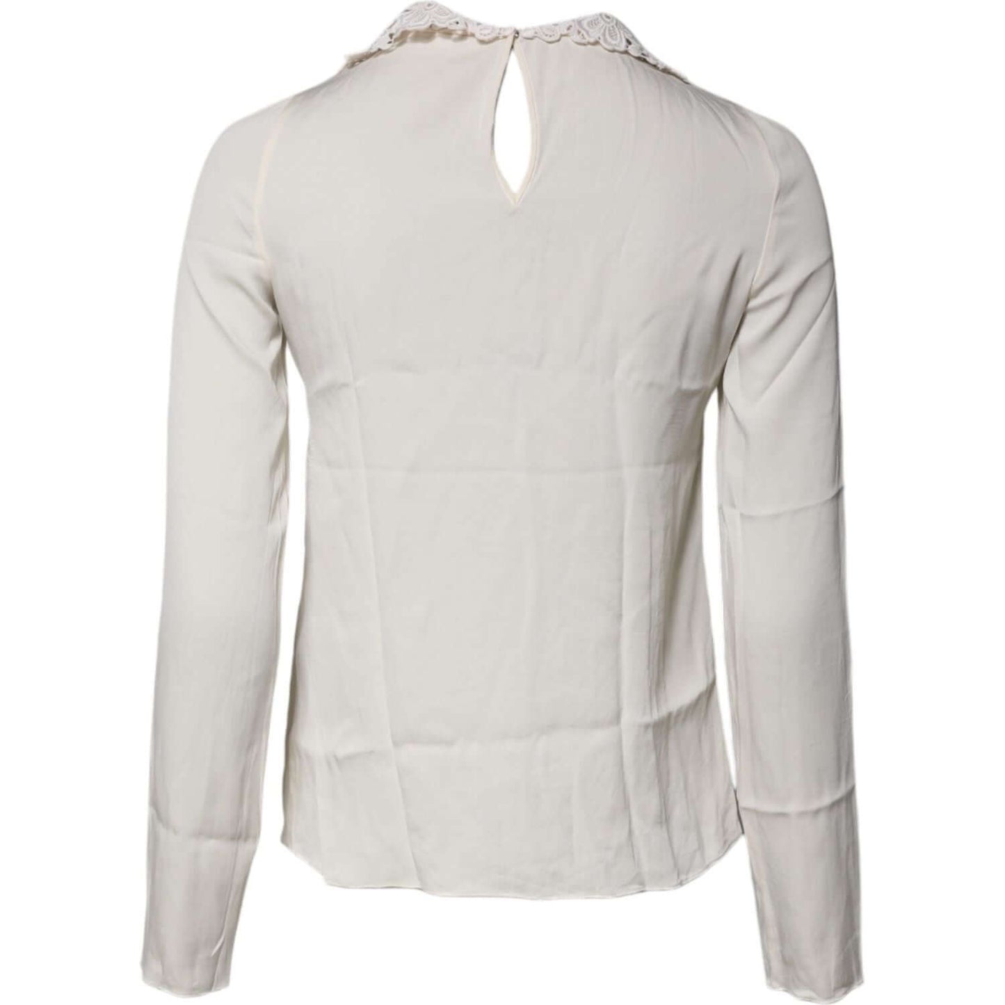 Dolce & Gabbana Cream Floral Lace Long Sleeves Blouse Top TSH87236-38