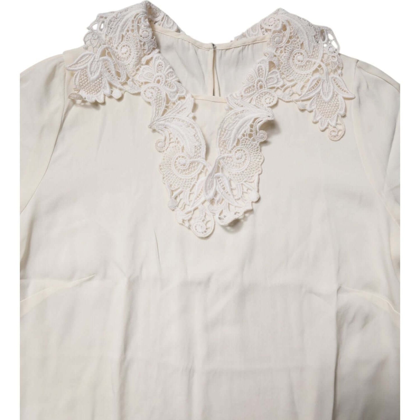 Dolce & Gabbana Cream Floral Lace Long Sleeves Blouse Top TSH87236-38