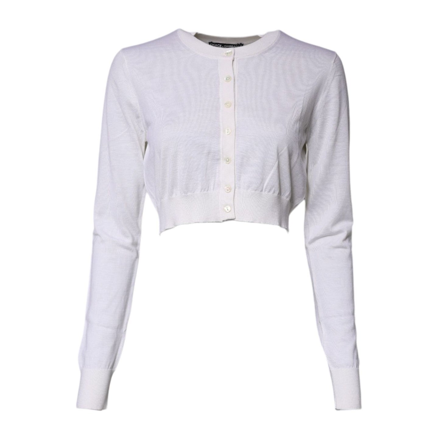 Dolce & Gabbana Cream Cashmere Knit Cropped Cardigan Sweater TSH87252-42