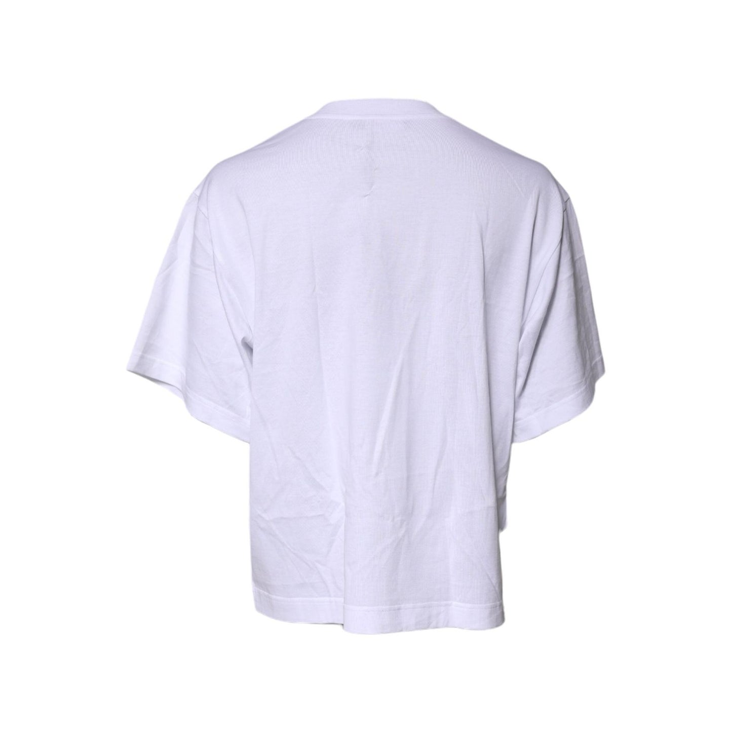 Dolce & Gabbana White Printed Round Neck Top Cotton T-shirt TSH87266-38